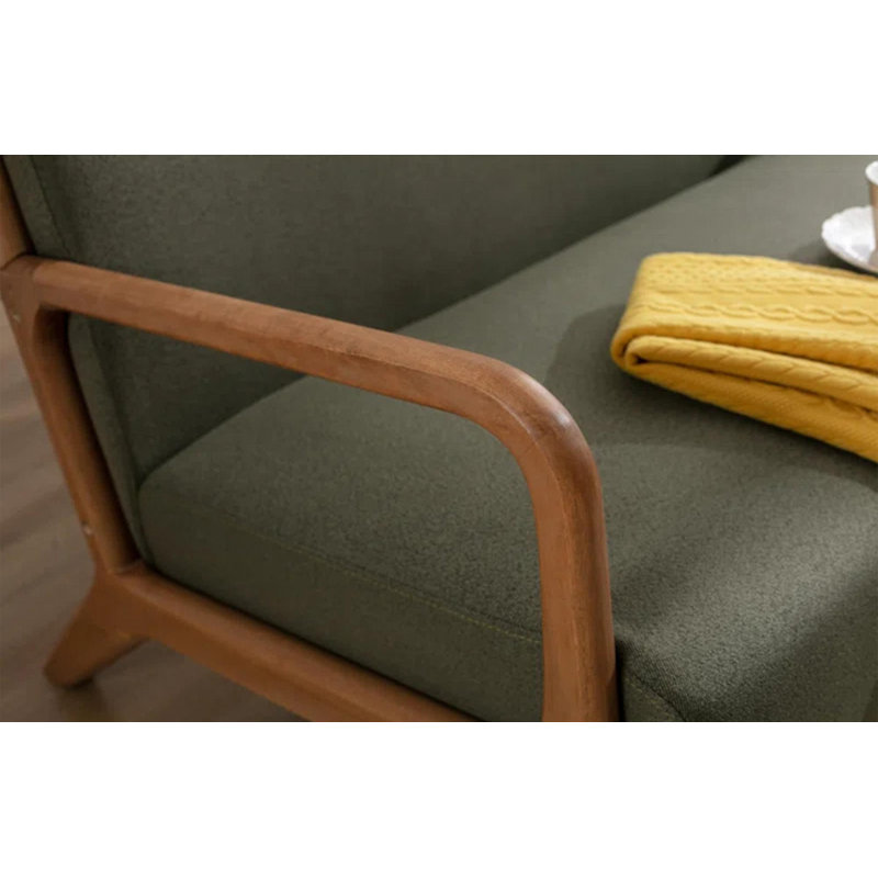 66 cm Wide Modern Minimalist Upholstered Solid Wood Accent Armchair with A Supportive Backrest (Set of 2), Dark Green Linen