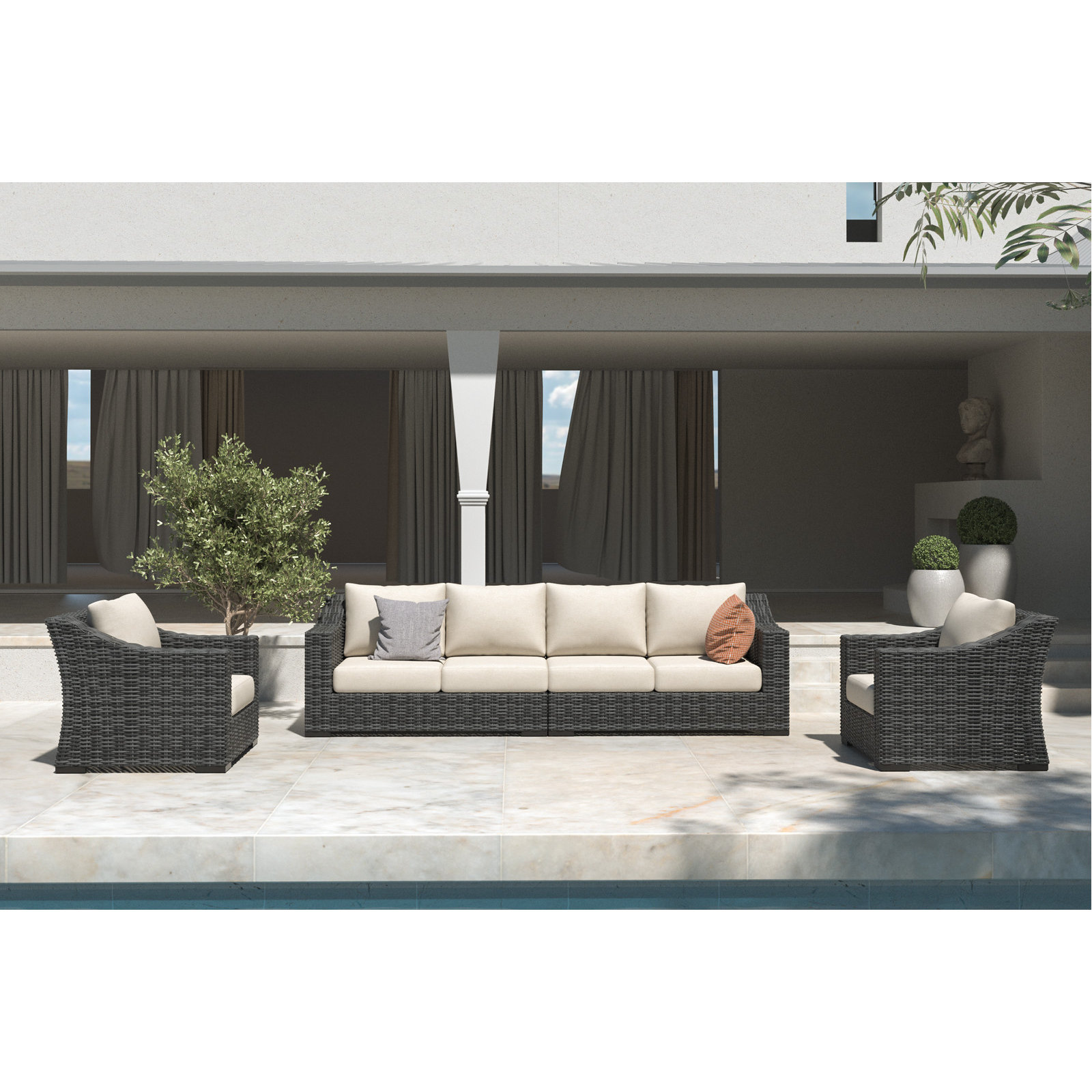 Eloisa Wicker 6 - Person Patio Conversation Set with Cushions, No, Gray