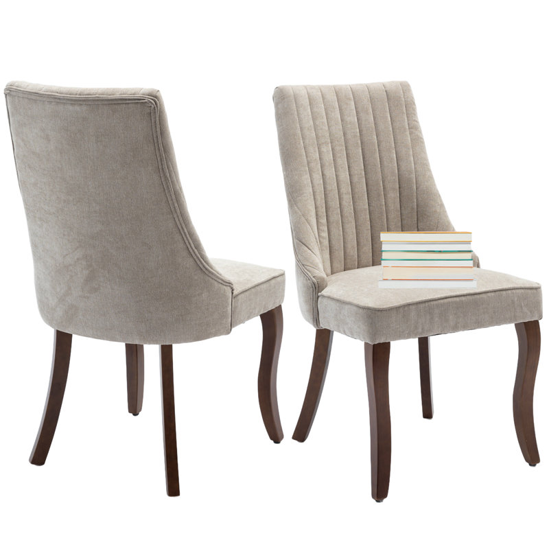 Modern Simplicity Linen Upholstered Dining Chairs Set of 2, Beige