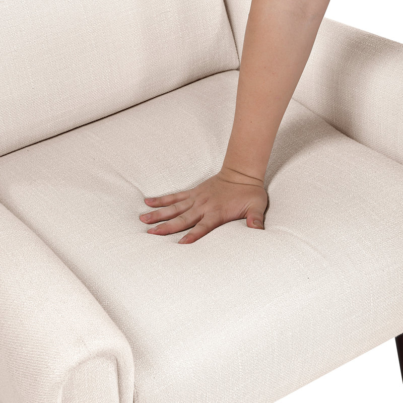 Chaise d'appoint moderne à oreilles rembourrée beige en bois massif avec meubles de luxe, Beige