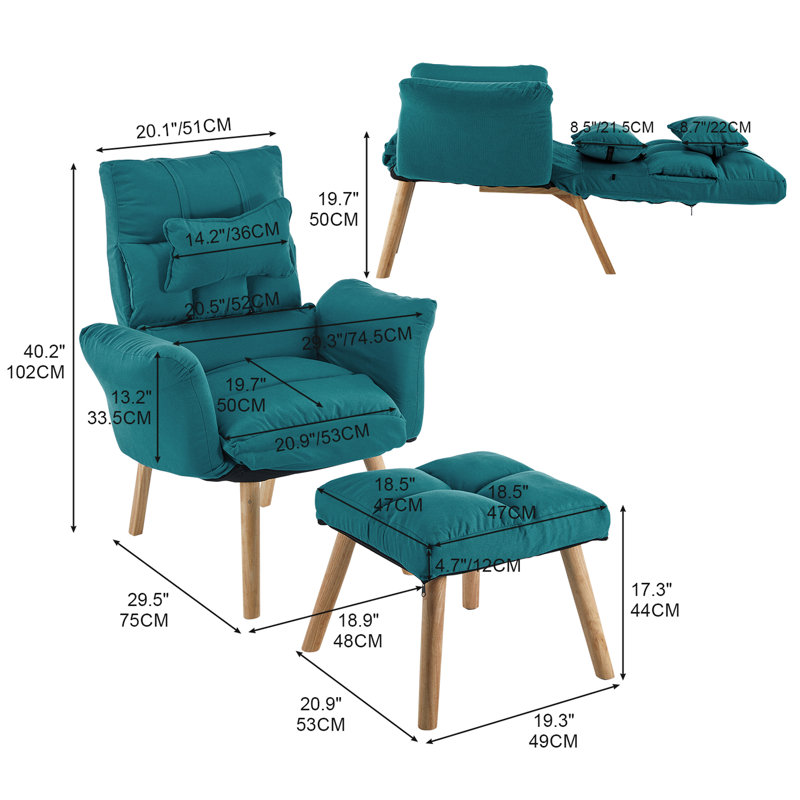 Ancel Upholstered Accent Chair, Blue