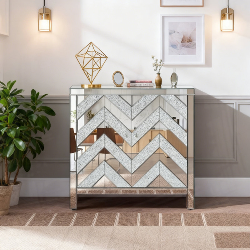 Armoire de rangement avec garniture de miroir et conception en forme de M
