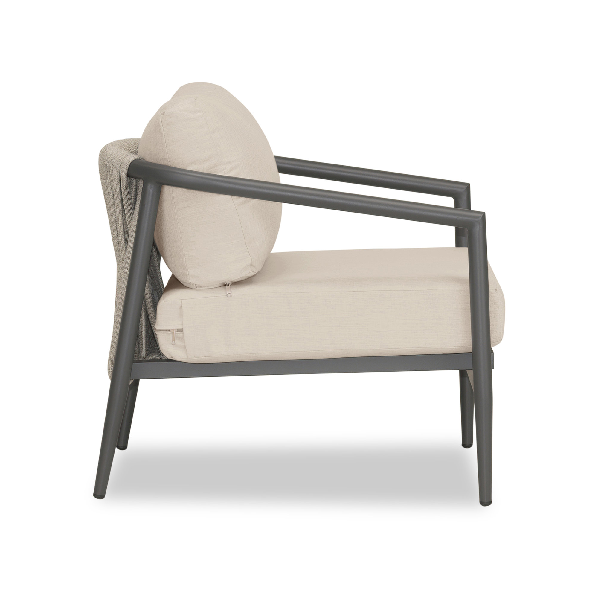 Delaine Powder Coated Aluminum Outdoor Lounge Chair , Sunbrella® Cushions Included, Slate, Canvas Flax Sunbrella® Canvas