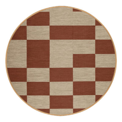 Machine Washable Checkered Brown Area Rug
