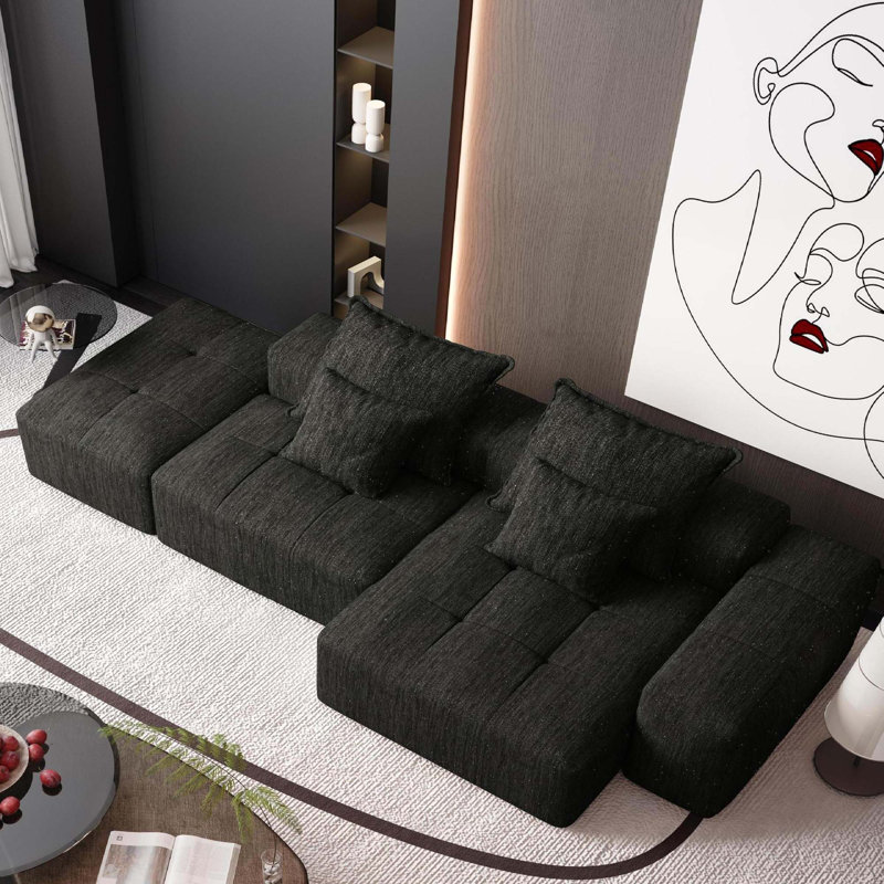 Canapé modulaire Boneless, Chenille noir