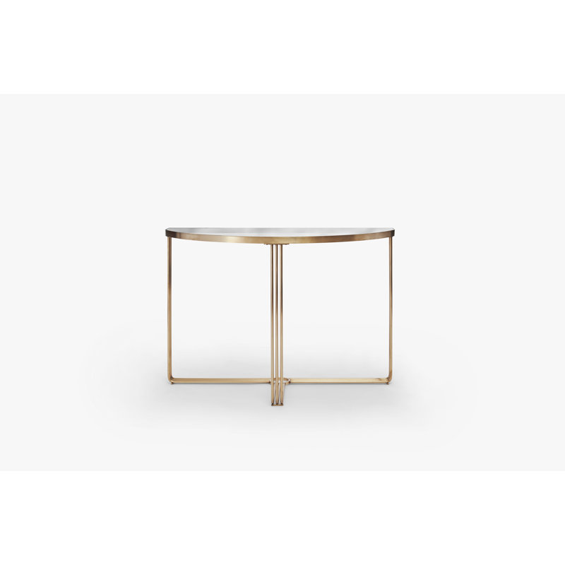 Ariss 109cm Glass Top Console Table, Smoked , Brass 