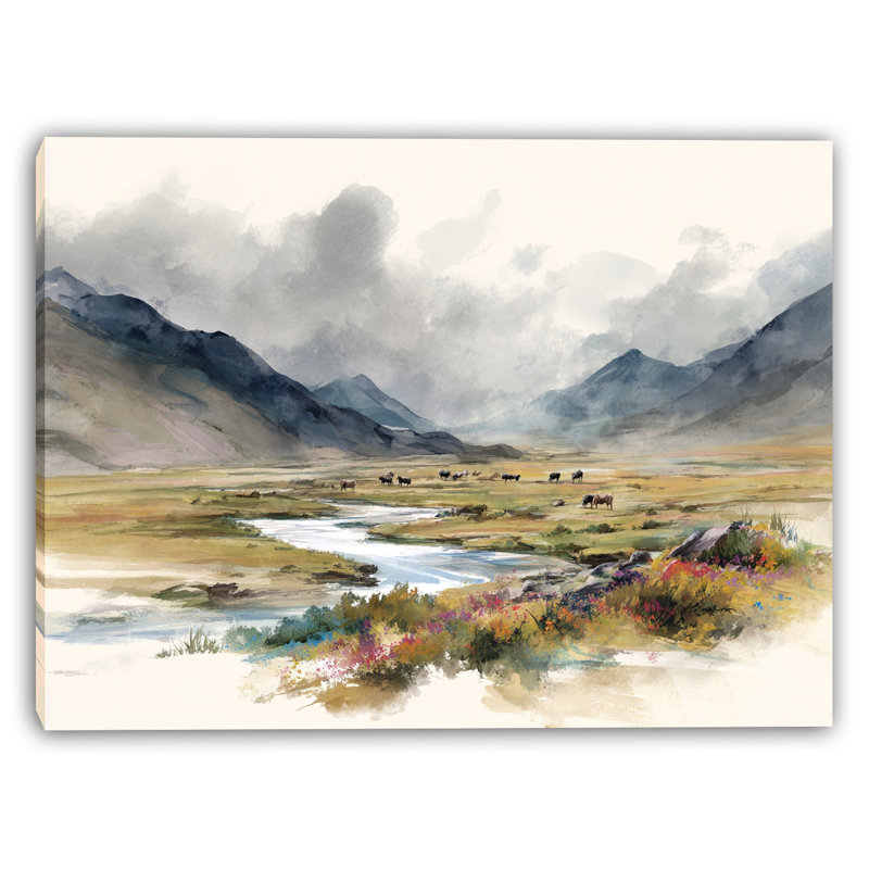 Clouds over Grazing Meadow Wrapped Canvas Wall Art