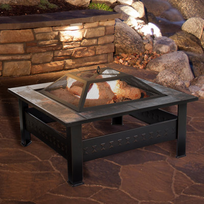 Square Steel Wood Burning Fire Pit Table
