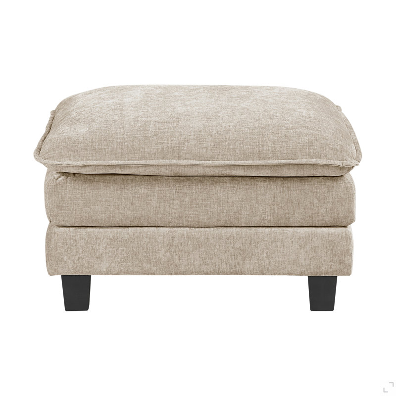 Repose-pieds de style moderne avec revêtement en chenille taupe, meubles de salon contemporains, 1 pièce, contreplaqué durable et moelleux