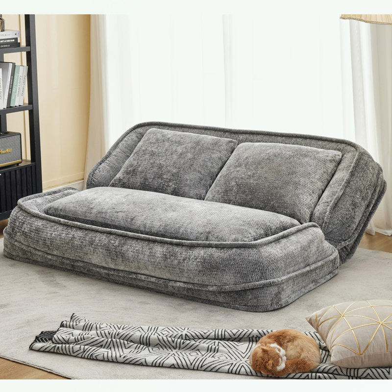 canapé-lit avec position réglable et coussin moelleux, Gris clair