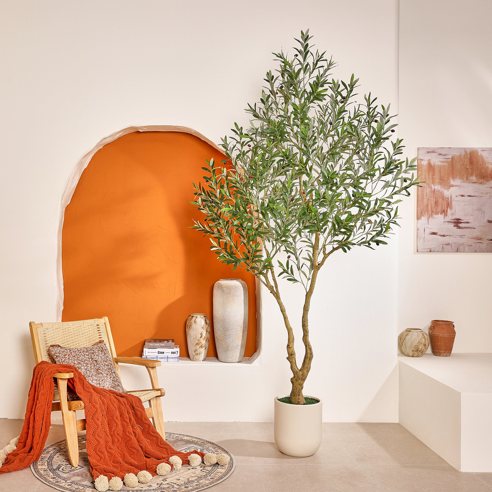 Ashwell Olive Tree in Pot, 98.4" x 12.9"