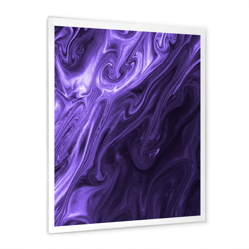 Ultra Violet liquide Art Waves - peinture sur toile, H 32 po x l 16 po, Toile blanche avec cadre d'angle fermé
