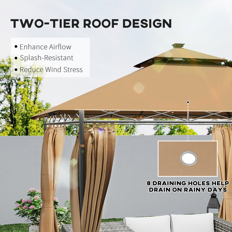 25 Ft. W x 25 Ft. D Metal Soft-top Gazebo, Brown