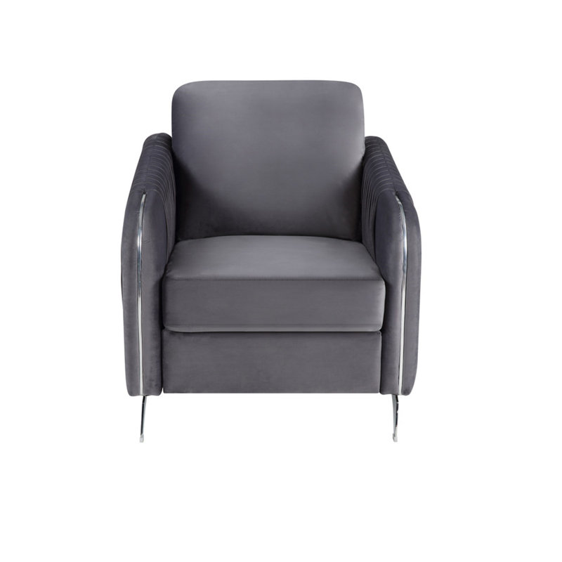 Fauteuil d'appoint moderne chic en velours gris Hadriano