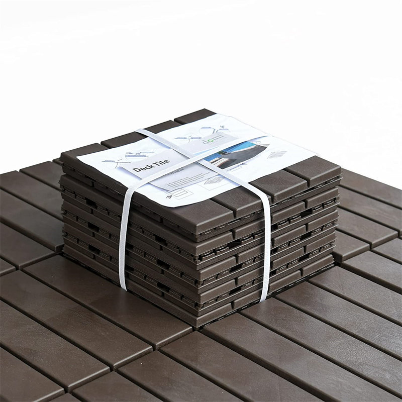 Carreau de terrasse en plastique emboîtable, Brun foncé