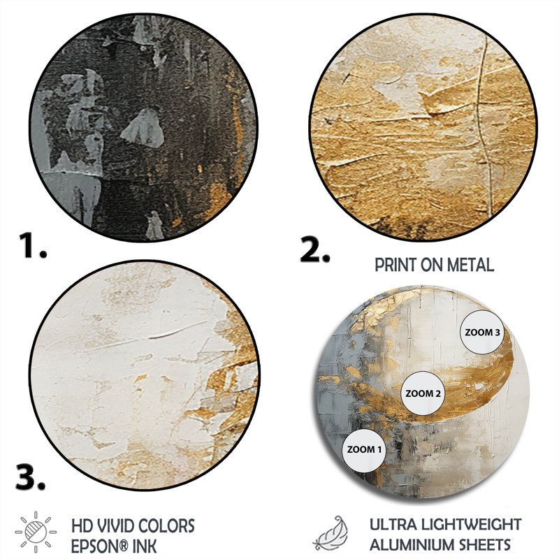 Pierre - Abstract Round Metal Art Prints, 16" H x 16" W