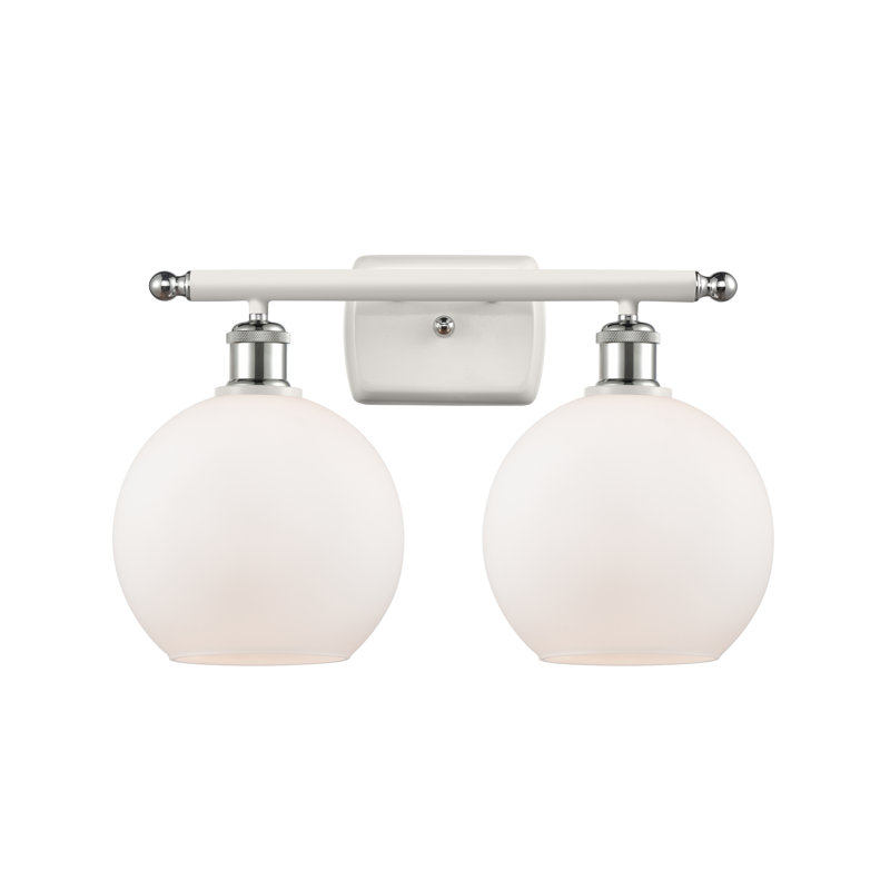 Baptista 2 - Light Dimmable Vanity Light, 60 Watt Vintage Incandescent Bulb, Cased Matte White, White and Polished Chrome