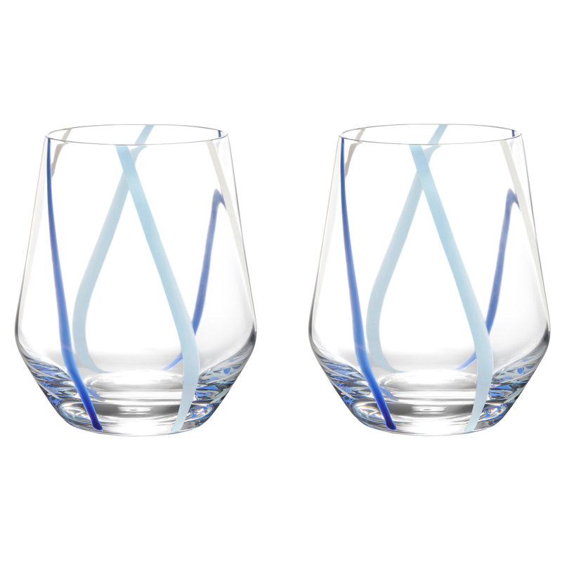 Rio - Deux verres à vin sans pied à l'ancienne, Azure