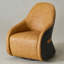 Fauteuil demi-tonneau pivotant en cuir véritable l 30,7 po-1415633771