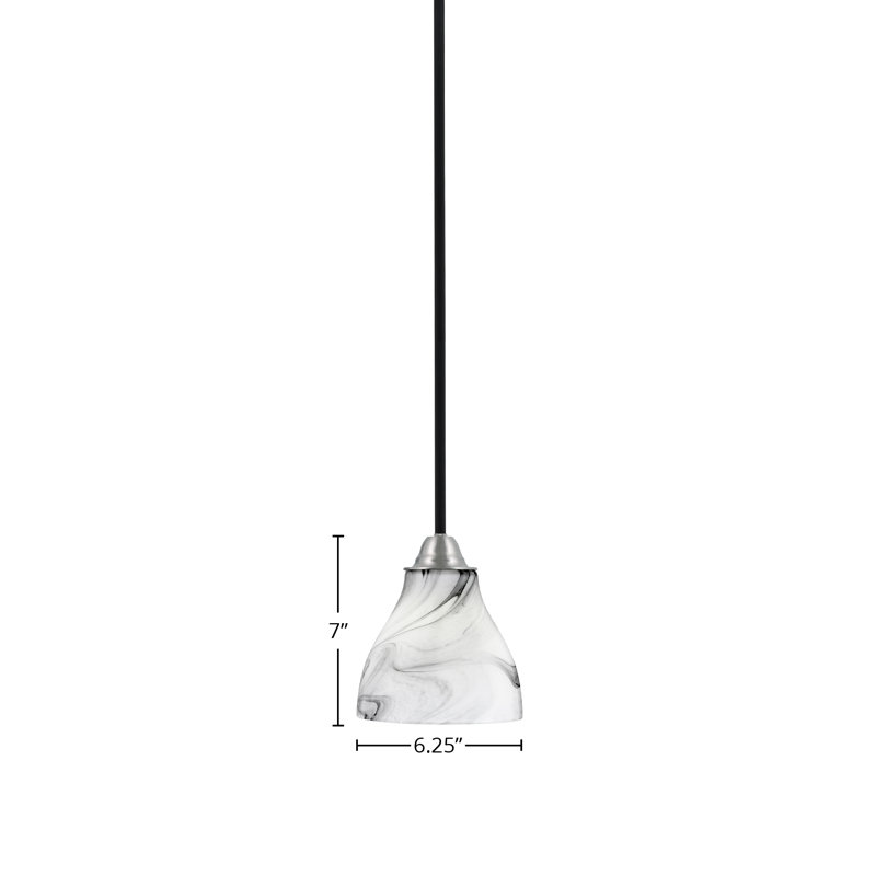Paramount Stem Hung Pendant Shown With 6.25" Glass, Onyx Swirl Glass, Matte Black/Brushed Nickel