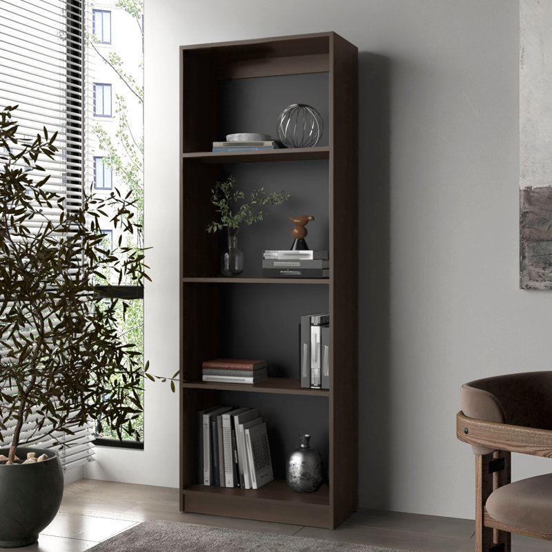 Bibliothèque en noyer teinté à 4 tablettes pour cadre de bureau
