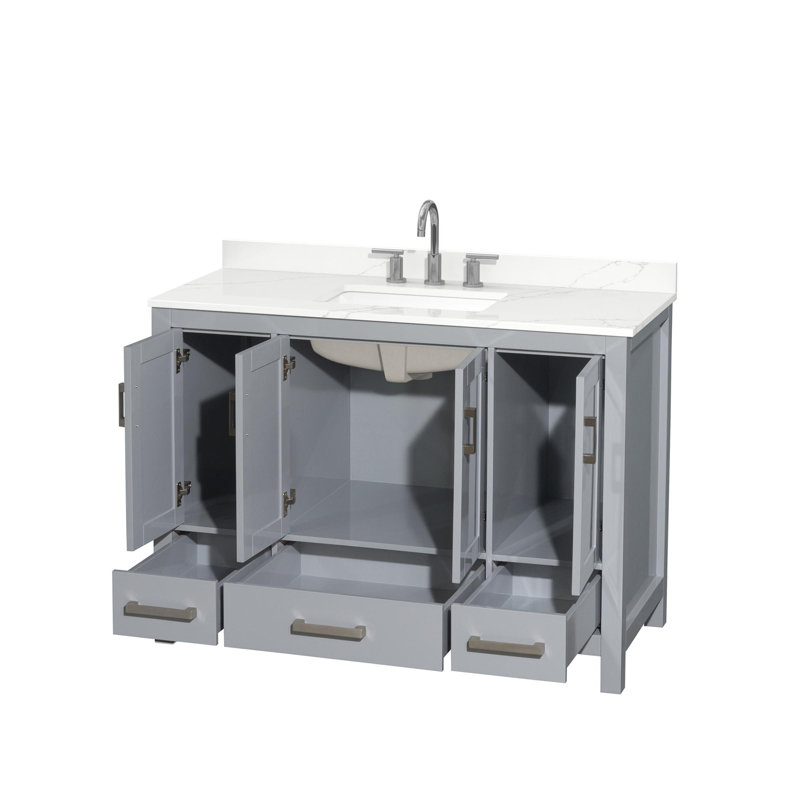 Sheffield 48" Gray Freestanding Bathroom Vanity with Quartz Top
