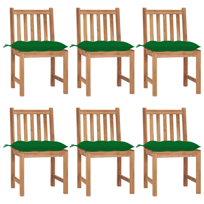 Chaise de patio en teck avec coussins Bryantjr, Vert