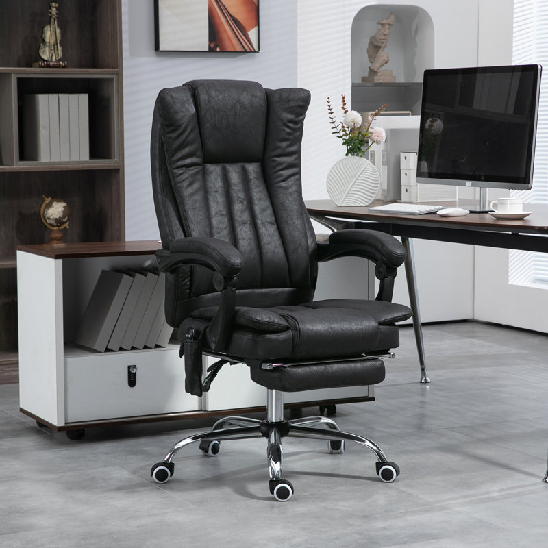 Chaise de bureau en microfibre Nishar Plush | Dossier haut avec massage à 6 points, fonction de chauffage, repose-pieds rétractable et hauteur réglable