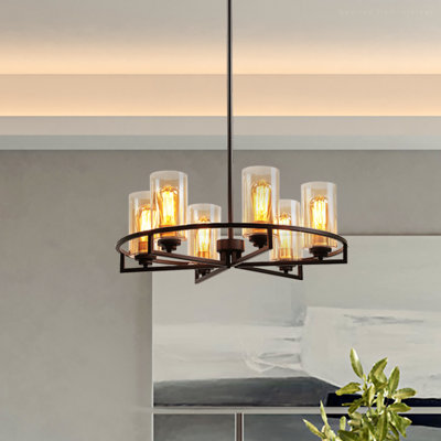Luminaire suspendu rustique 6 lumières