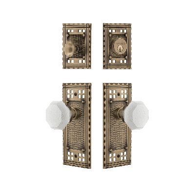 Nostalgic Warehouse Craftsman Entry Set with White Waldorf Crystal Knob