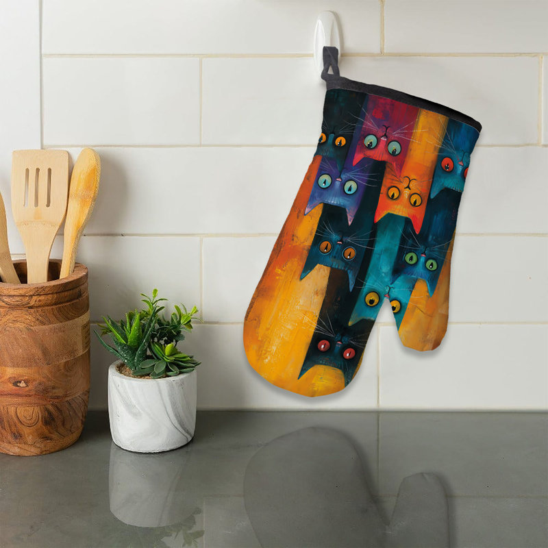 Pastel Purr Oven Mitt Cotton Twill