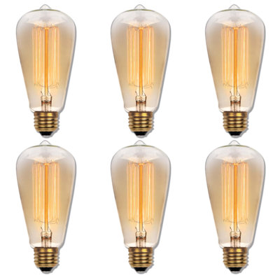 60 Watt ST19 Incandescent, Dimmable Light Bulb, (2200K) Amber Colored E26/Medium (Standard) Base