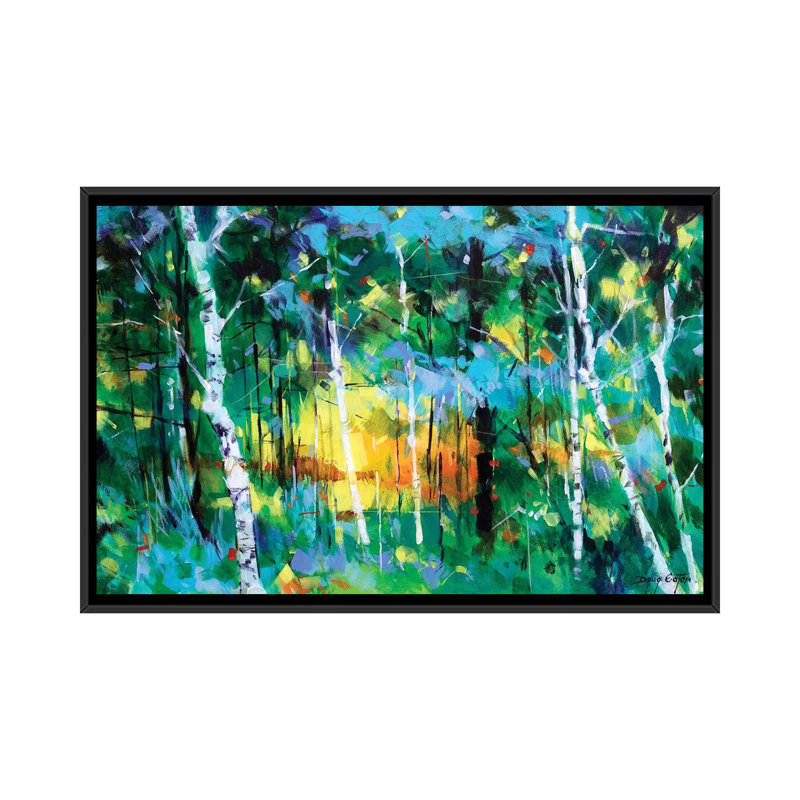 Birch Near Edge End by Doug Eaton - Painting on Canvas, 66.04 cm H x 45.72 cm W, Black Framed