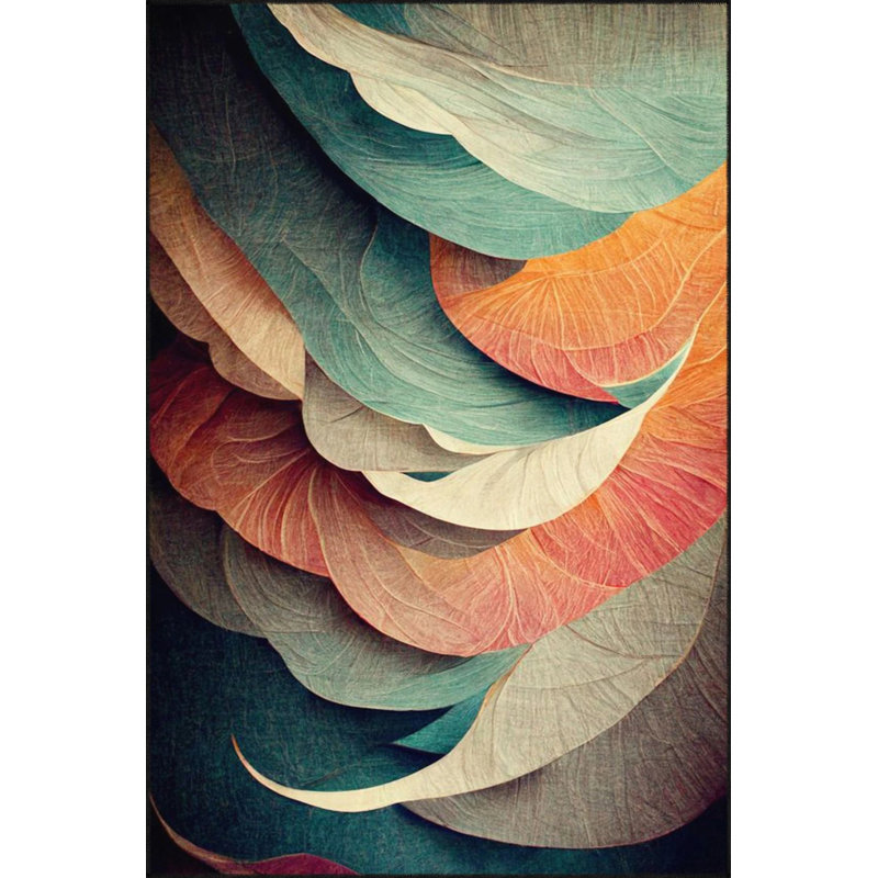 Tapis tissé à feuilles et lavable, Rectangle 3 pi 4 po x 6 pi 7 po