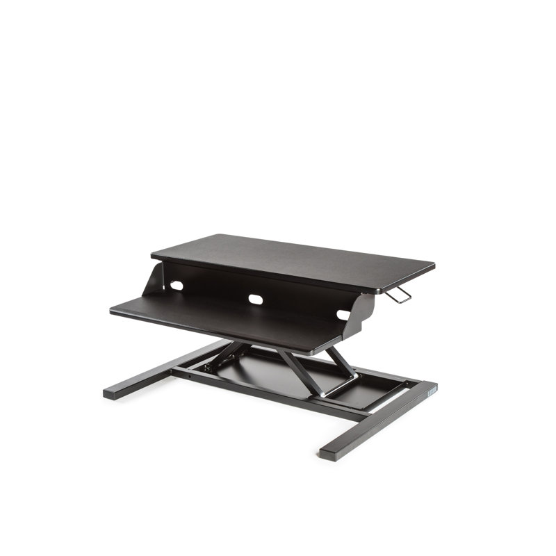 West Wick Adjustable Height and Foldable Steel Standing Desk Converter, Black/Black