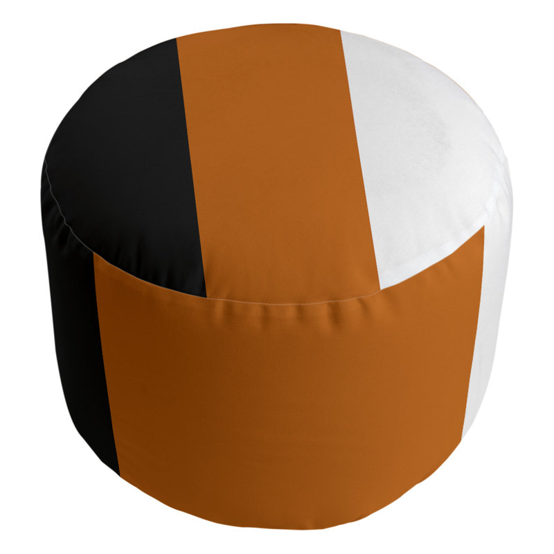 Repose-pieds cubique rond à rayures 20,5", Noir / orange / blanc
