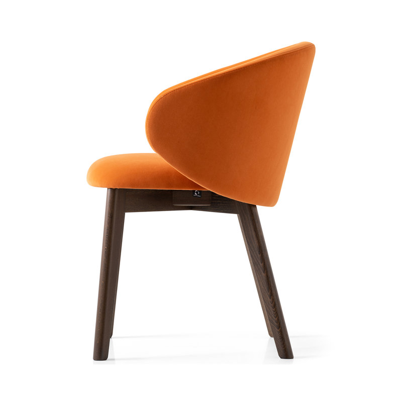 Tuka Upholstered Armchair with Wooden Frame, Camel Brown, Smoke