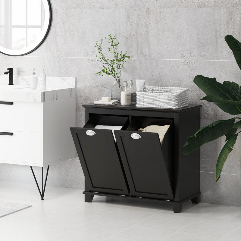Tilt Out Laundry Hamper Cabinet For Bathroom, Enhancing Storage And Style