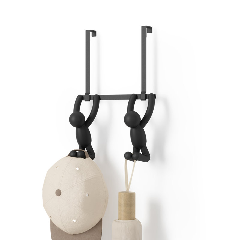 Buddy Black Plastic and Metal Over-the-Door Hook Rack