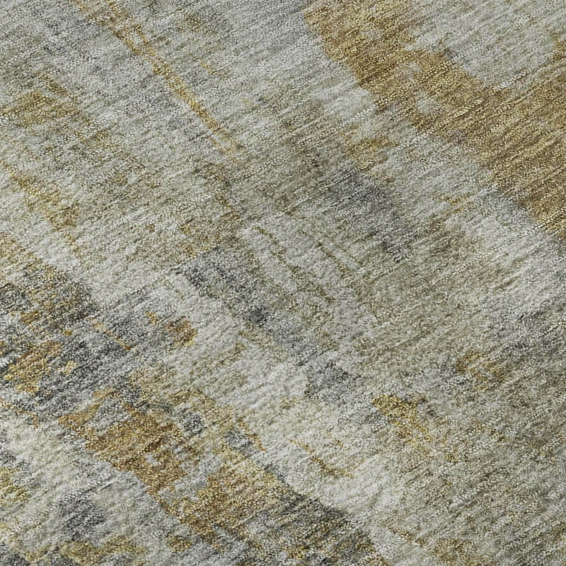 Premium Machine Washable Mayfield AMF2310 Abstract Rug, 3' x 5', Pewter