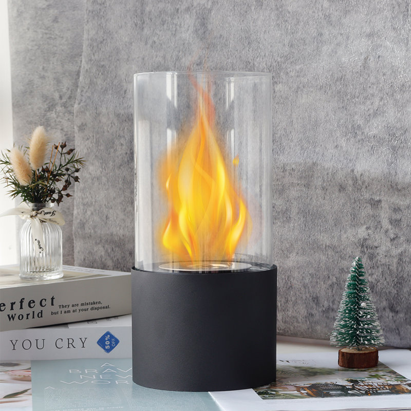 Black Metal Bio-Ethanol Free-Standing Outdoor Tabletop Fireplace