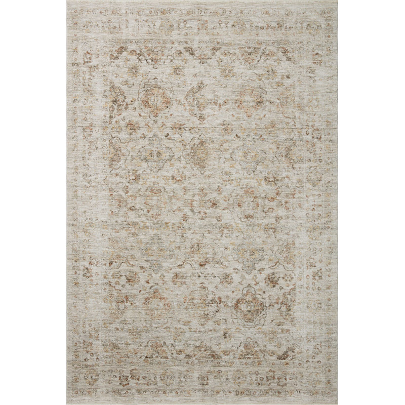 Amber Lewis x Loloi Honora Beige / Spice Area Rug, Rectangle 5'3" x 7'9"