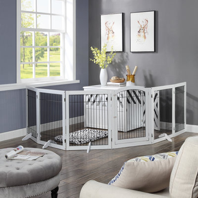 Serra Wire Pet Free Standing Gate with Two Pairs of Support Feet