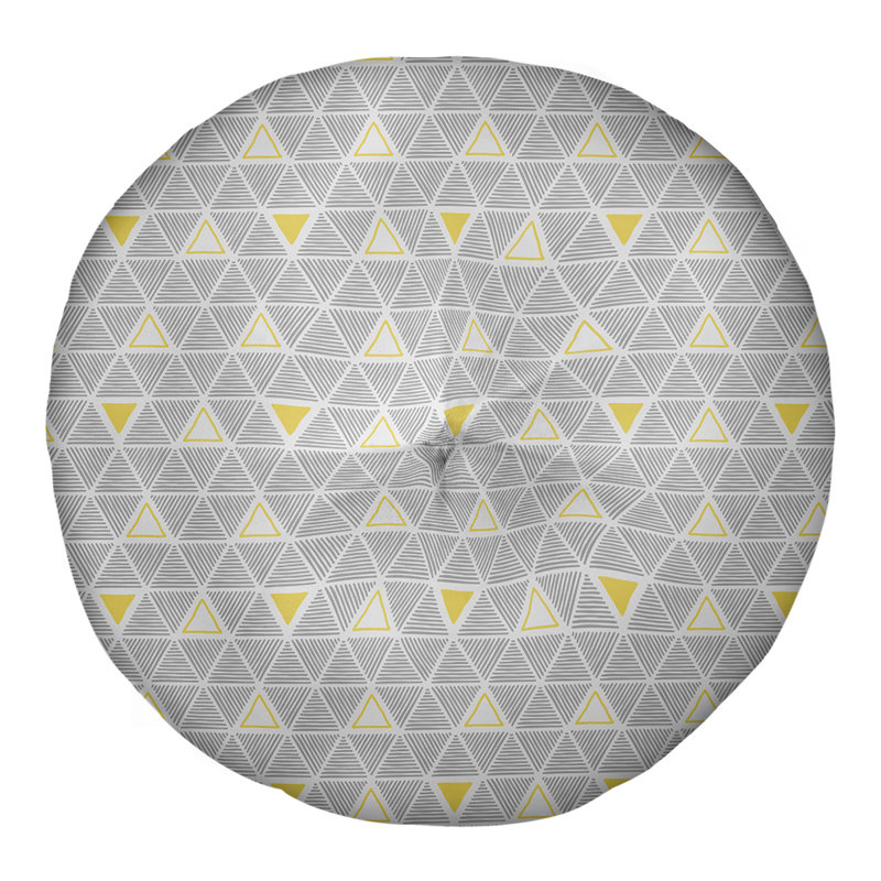 Coussin de sol classique à motif de triangles dessinés à la main, 30 po x 30 po, Accent jaune