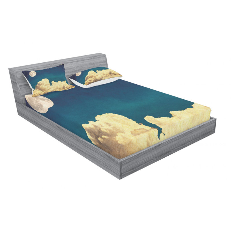 Ensemble de draps Fantasy Sky Stars, Ensemble de draps pour lit double avec un drap-hou