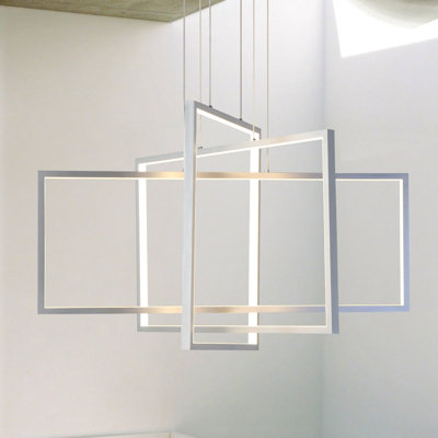 Vollmer 3-Light LED Square/Rectangle Chandelier Remote Dimmable 