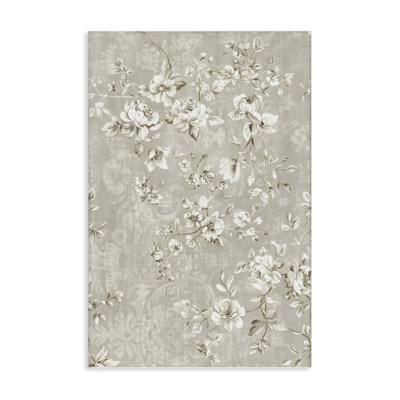White Flowers over Damask Canvas, design by LSR Creative Studio