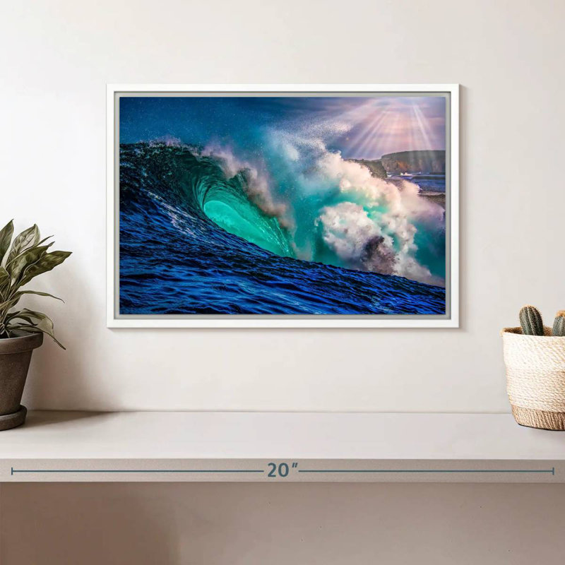 Grande vague, Cadre flottant blanc, 13 po x 9 po