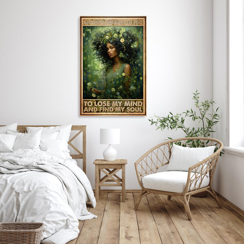 «Woman And Into The Garden» sur toile, H 14 po x l 11 po x P 1,25 po