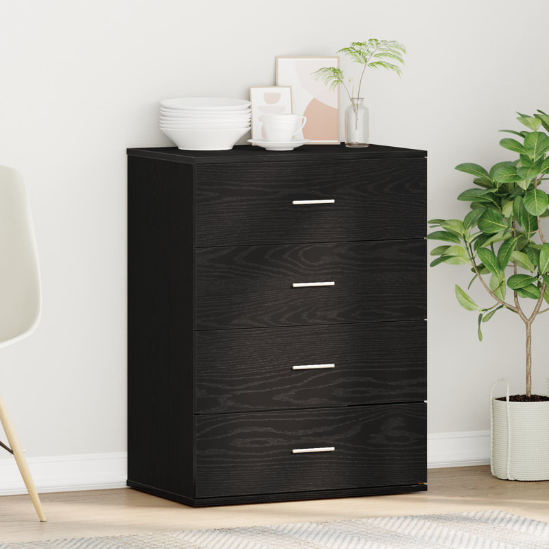 Sideboard With Drawer 60 X 39 X 80 Cm Engineered Wood, Black Oak